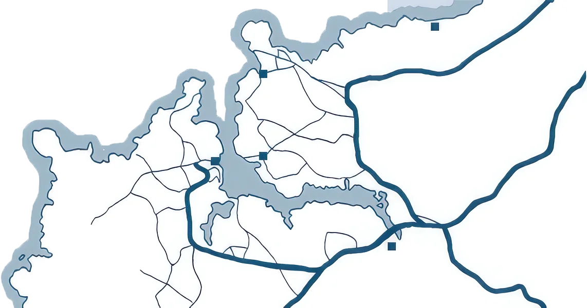 Map of the Camel Estuary showing Padstow, Rock, Polzeath, Wadebridge and Port Isaac
